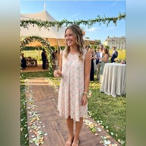 BCBG Generation Peach ,Tan , Cream Aztec Design Dress, Fully Lined, Size Medium